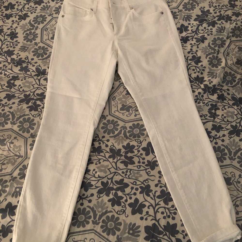 Ann Taylor Loft petite white denim capris